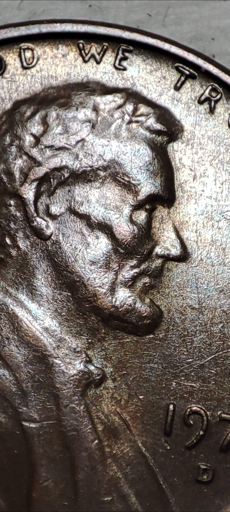 One-Cent-1972-D-USA-/-Over-Polished-Die